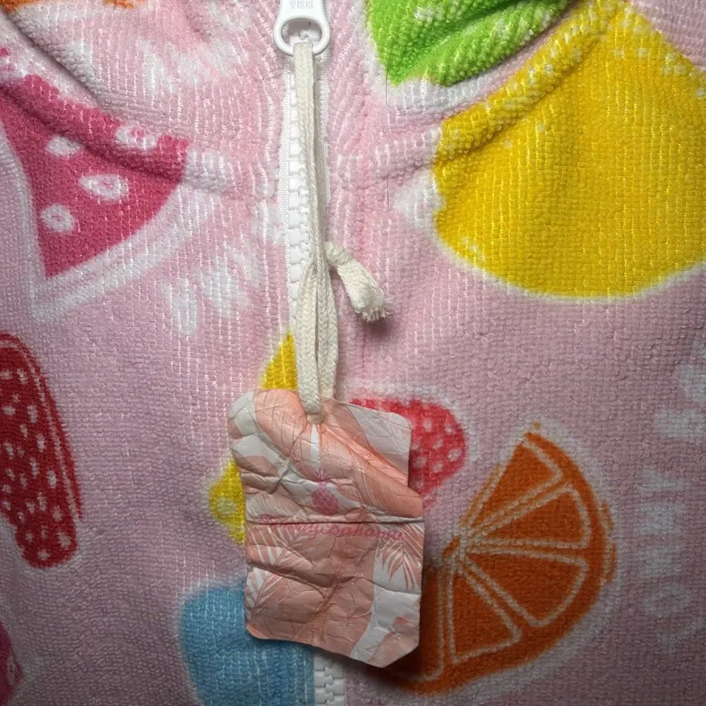 Tommy‎ Bahama Kids Hooded Terry Cloth Swim Beach Cover-Up L/XL 7-12 Towel Zip Up